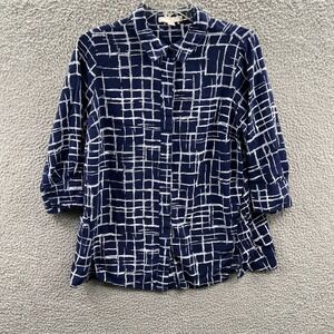 Woman Within Womens Geometric Blouse M Abstract Artsy Minimalist Casual Everyday
